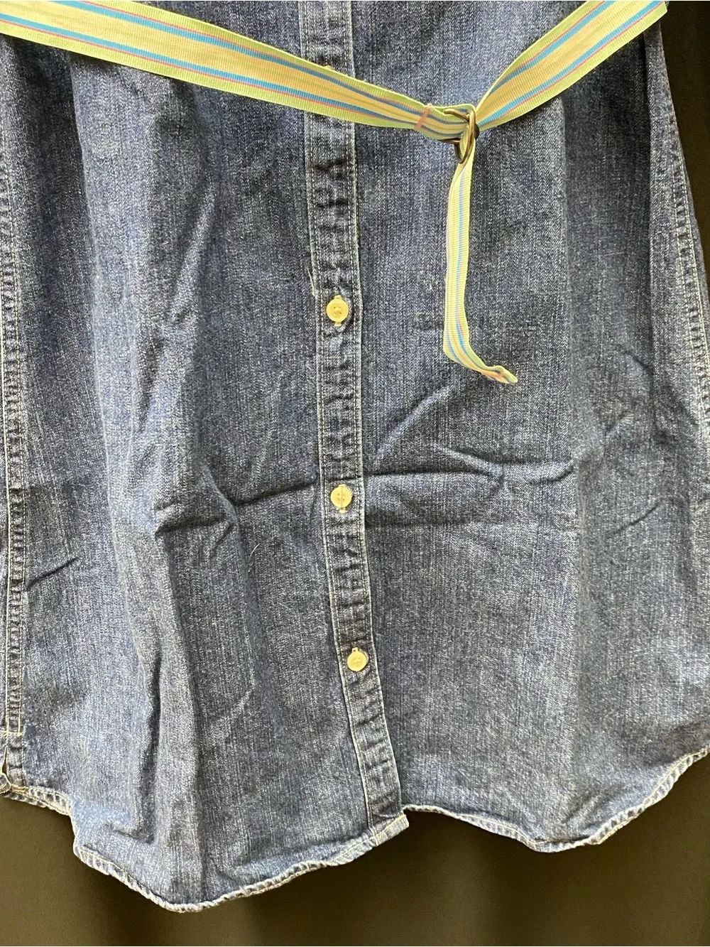 Vintage Gap Kids Denim Shirt Dress Girls XXL 14/16 Striped Belt Y2K